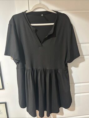 Women's Peplum Tunic with V-Slit Neck